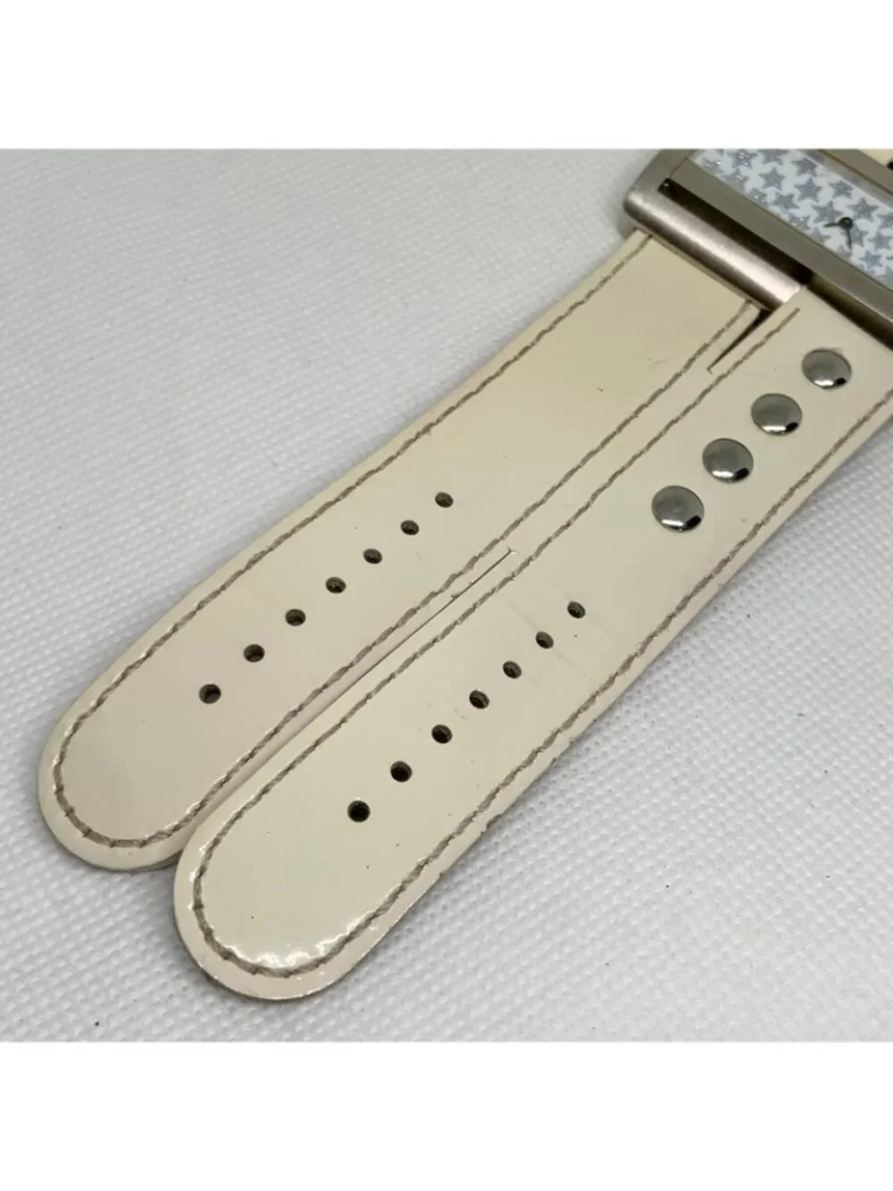 Just Sweet silver tone watch 50mm wide case band quartz analog stars running